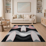 Pink Surfboard Waves Coastal Area Rug