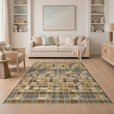 Brown and Tan Brown Tan Geometric Grid Area Rug