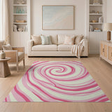 Abstract Area Hypnotic Pink Swirl Area Rug