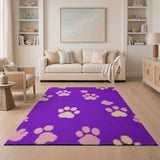 Purple Paw Print Shag Area Rug
