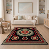 Red Black Persian Medallion Area Rug