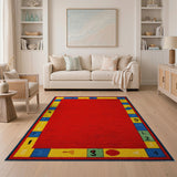 Red Alphabet Numbers Kids Play Rug