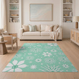 Mint Green Snowflake Area Rug