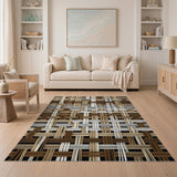 Woven Brown Tan Basket Weave Area Rug