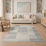Geometric Modern Grey Geometric Stripe Area Rug