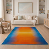 Blue-Orange Gradient Stripe Area Rug