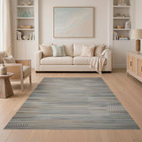 Boho Striped Woven Area Rug in Beige Neutrals