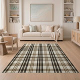 Geometric Modern Neutral Beige Plaid Check Area Rug