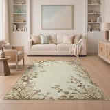 Cherry Blossom Border Beige Area Rug