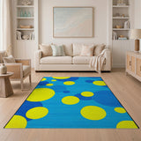 Playful Yellow Blue Bubble Area Rug