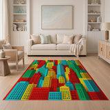 Vibrant Multi-Color City Skyline Rug