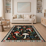 Multi-color and Patterns Whimsical Red Mushroom Floral Area Rug