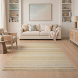 Beige Horizontal Striped Area Rug