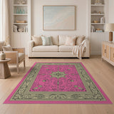 Opulent Pink Persian Floral Area Rug