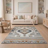Southwestern Brown and Tan Brown Tan Southwestern Geometric Area Rug