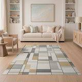 Modern Beige Neutral Geometric Area Rug