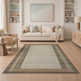 Beige Plaid Border Area Rug