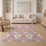 Pink Pink Swirling Abstract Area Rug