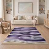 Geometric Modern Purple Purple Wavy Abstract Area Rug