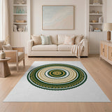 Intricate Green Mandala Round Area Rug