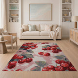 Fruit Pattern Red Red Cherry Fruit Pattern Area Rug
