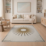 Golden Sunburst Geometric Geometric Modern Area Rug