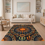 Southwestern Orange Sun Cactus Area Rug