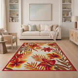 Vibrant Hibiscus Floral Coastal Area Rug