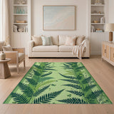 Lush Green Fern Silhouette Area Rug