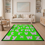 Playful Pink Patterned Alphabet Kids Rug