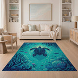 Sea Turtle Ocean Blue Teal Area Rug