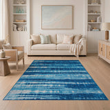 Wavy Blue Teal Stripe Area Rug