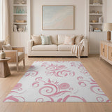 Pink Floral Swirl Area Rug