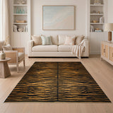 Bold Orange Black Tiger Stripe Area Rug