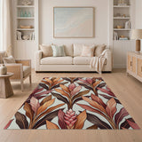 Torch Ginger Flower Leaf Pattern Area Rug
