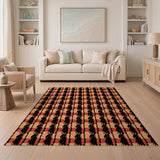 Bold Orange Black Zigzag Geometric Area Rug