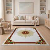 Ornate Golden Sunburst Medallion Rug