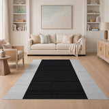 Black and White Geometric Modern Black White Striped Geometric Area Rug