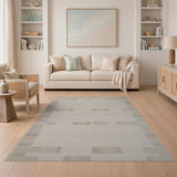 Beige Geometric Block Woven Area Rug
