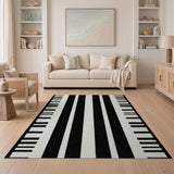 Piano Keys Black White Geometric Area Rug