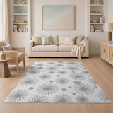 Grey Starburst Geometric Area Rug