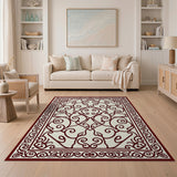 Red Ornate Red Border Persian Area Rug