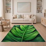 Green Lush Overlapping Green Leaves Area Rug