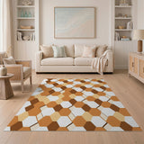 Modern Hexagon Brown Tan Area Rug