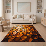 Orange Geometric Faceted Area Rug