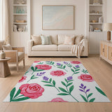 Pink Roses Lavender Floral Area Rug