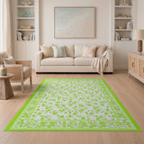 Lime Green Floral Scatter Area Rug