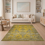 Yellow Tribal Geometric Area Rug