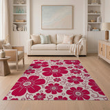 Pink Pink Floral Swirl Vintage Area Rug