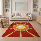 Fiery Orange Starburst Area Rug